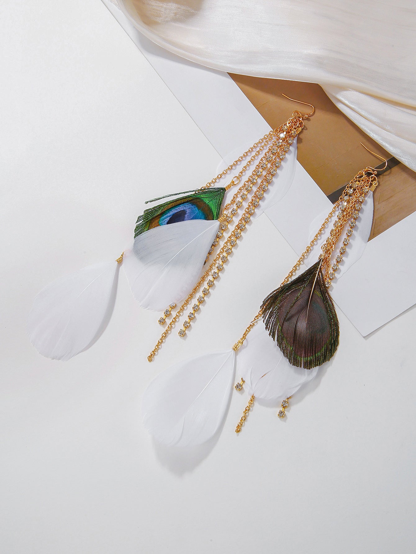 Wholesale Peacock Feather Bohemian Antique Tassel Earrings